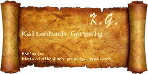 Kaltenbach Gergely névjegykártya